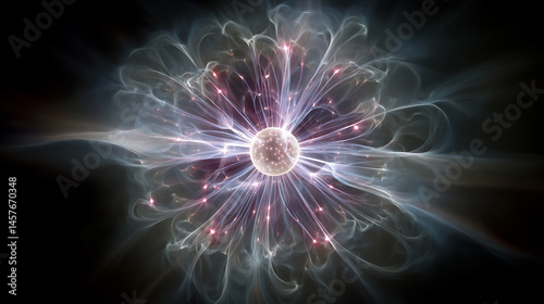Obraz na płótnie A glowing electric plasma portal pulses with vibrant energy in a dark void, symbolizing futuristic technology, dimensional gateways, and the unknown power of science and imagination.
w salonie