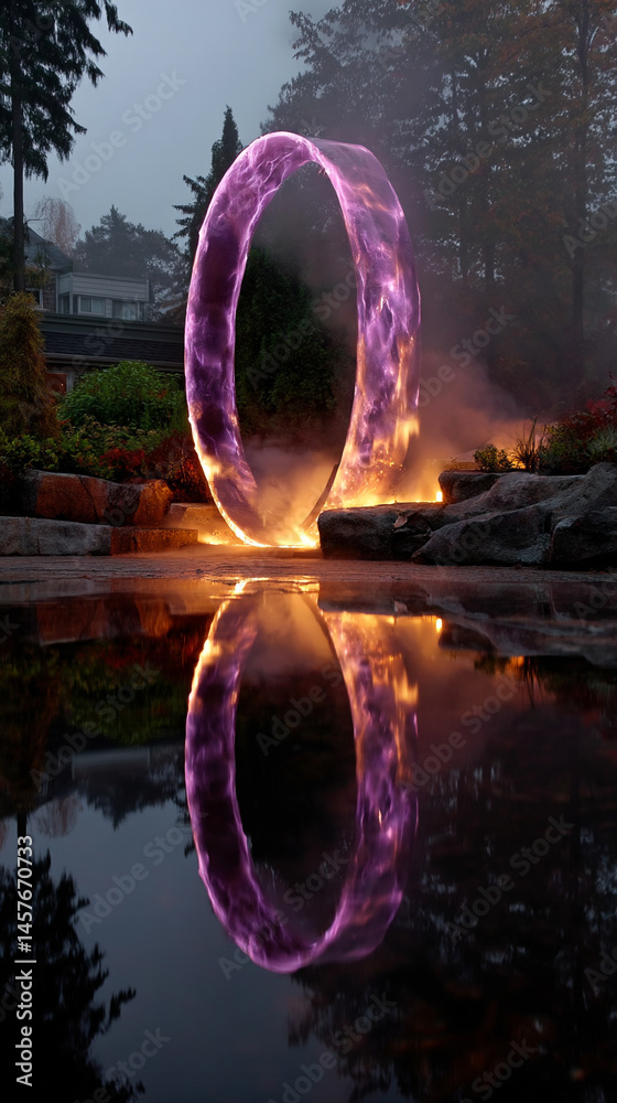 A glowing electric plasma portal pulses with vibrant energy in a dark void, symbolizing futuristic technology, dimensional gateways, and the unknown power of science and imagination.