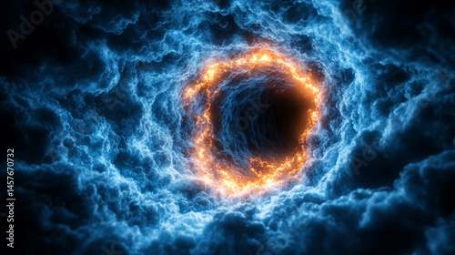 A glowing electric plasma portal pulses with vibrant energy in a dark void, symbolizing futuristic technology, dimensional gateways, and the unknown power of science and imagination.

