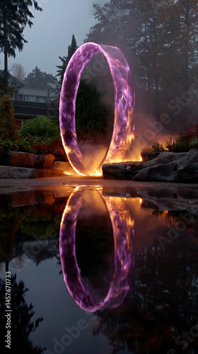 Obraz na płótnie A glowing electric plasma portal pulses with vibrant energy in a dark void, symbolizing futuristic technology, dimensional gateways, and the unknown power of science and imagination.
w salonie
