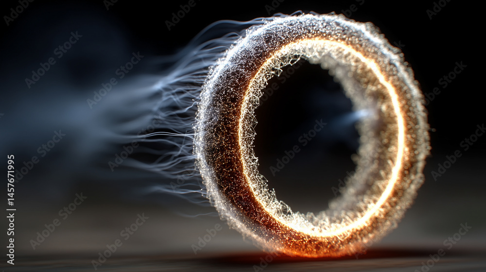 A glowing electric plasma portal pulses with vibrant energy in a dark void, symbolizing futuristic technology, dimensional gateways, and the unknown power of science and imagination.