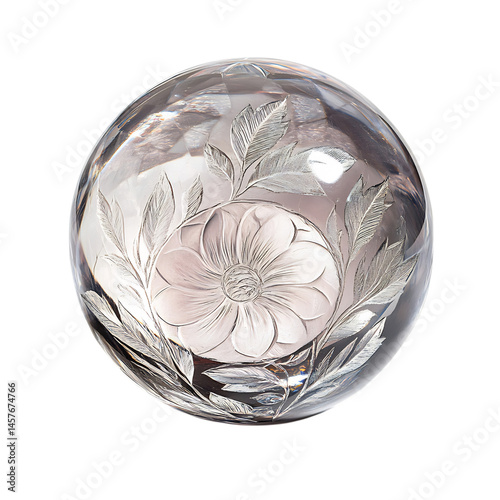 A Crystal Paperweight Engraved with a Serene Message Isolated on Transparent Background