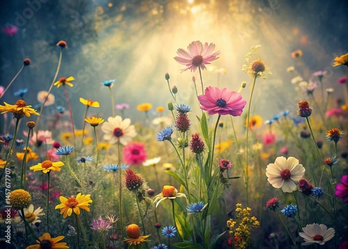 Detailed Charcoal Flower Pattern Landscape Backdrop Stock Photo