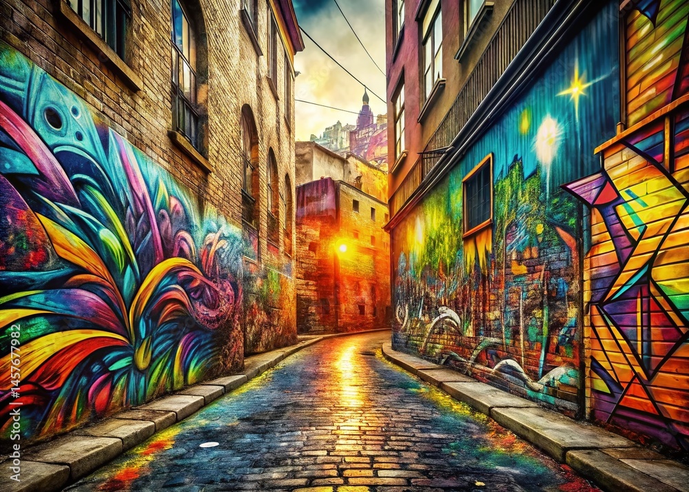 Fototapeta premium Detailed Sketch Street Art Background: Urban Graffiti Texture, Copy Space Right