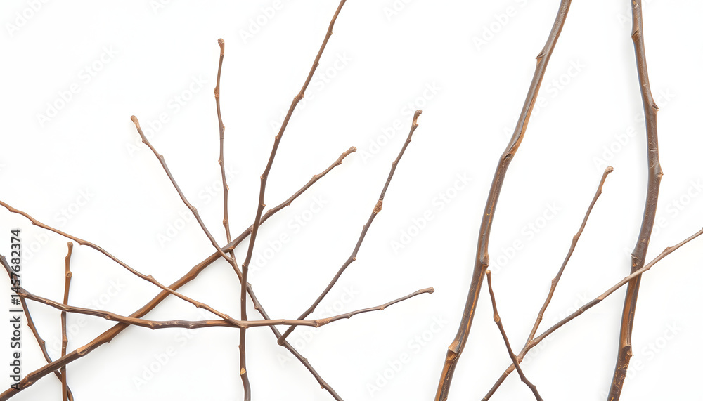 Fototapeta premium dry twigs isolated on white background, 8k. isolated with white highlights