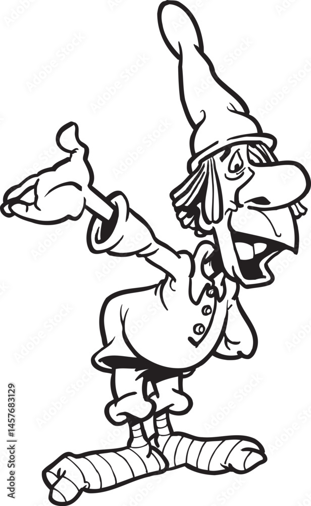 Fototapeta premium illustration sketch caricature silhouette of mythological creature dwarf 