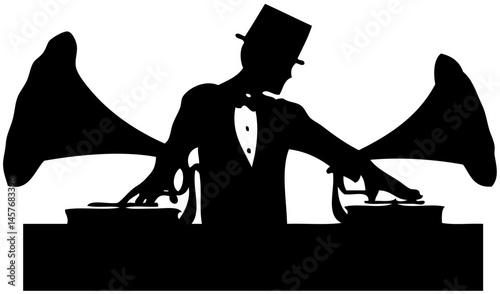 illustration sketch icon logo symbol mascot sketch disc jockey player
