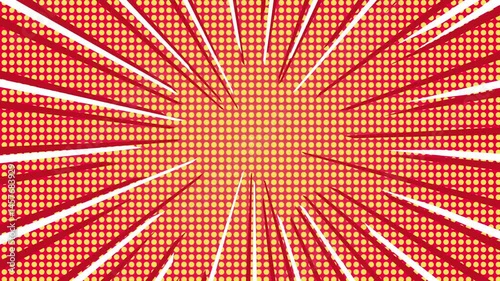 Comic Style Colorful Speed Line Background Animation - Seamless Loop of Retro Anime Rays and Geometric Halftone Shapes - Dynamic Motion Design for Pop Art, Manga, and Abstract Visual Effects