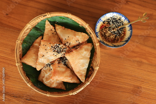 Crispy Shrimp Pancakes or Crispy spring roll stuffed with prawns and Pork . Vietnamese food 