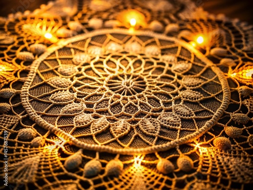 Elegant Antique Lace Doily Night Photography - Vintage Clothing Pattern Detail