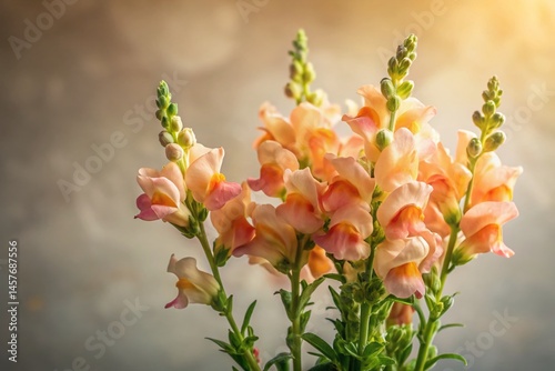 Elegant Apricot Snapdragon Bouquet: Minimalist Modern Floral Still Life