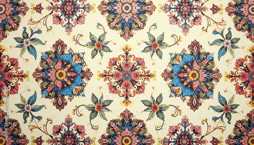 Intricate floral damask pattern in muted tones , classic, damask, background texture