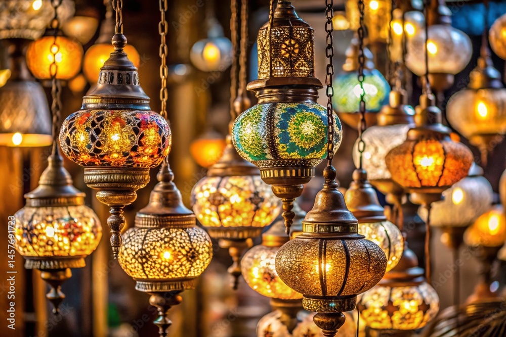 Obraz premium Elegant Hanging Lanterns: Decorative Lighting for Home & Events