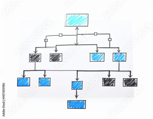 abstract decision tree algorithm sketch on white background 