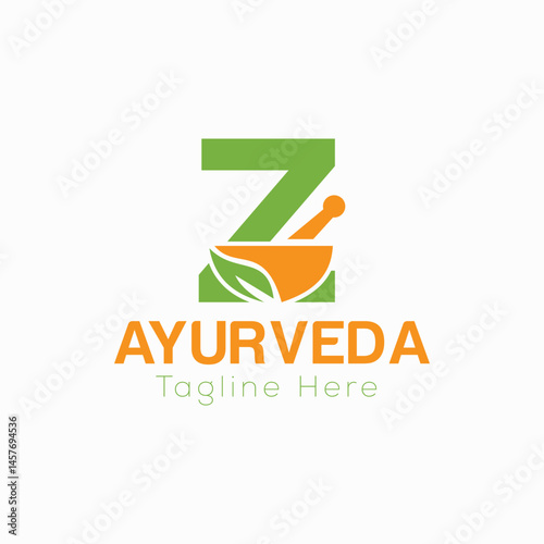 Initial Letter Z Ayurveda Eco Logo Design, Pharmacy Concept Vector Template