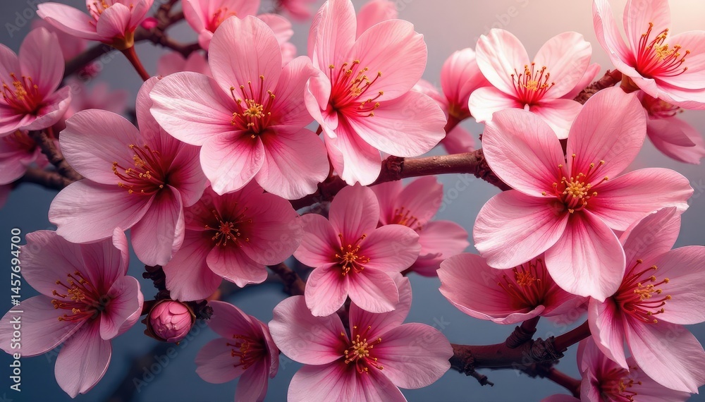 Overlapping blossoms, chaotic yet balanced composition, retro, flower, illustration Overlapping blossoms, chaotic yet balanced composition, retro, flower, illustration