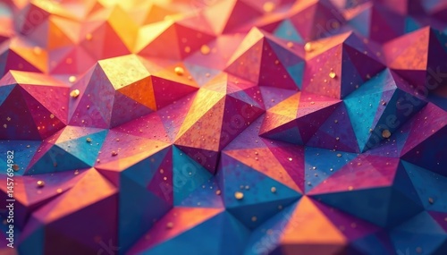 Repeating triangles forming a vibrant, colorful mosaic , abstract art, shape pattern