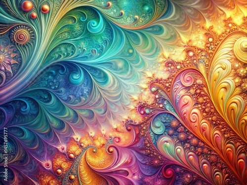 Elegant Surreal Texture: Fading Intricate Patterns, Left Copy Space