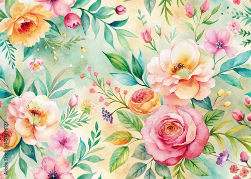 Elegant Watercolor Floral Texture Background - Perfect for Wedding Invitations & Branding