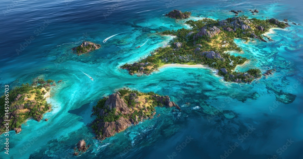 Fototapeta premium Tropical islands surrounded by turquoise sea.