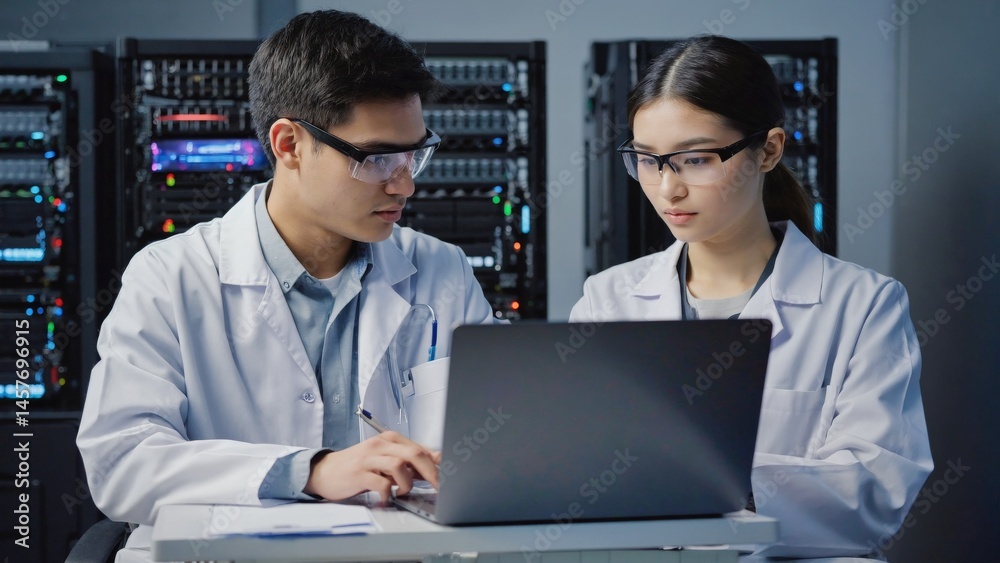 Young Diverse Engineers Collaborating on a Project in a Modern Technology Environment