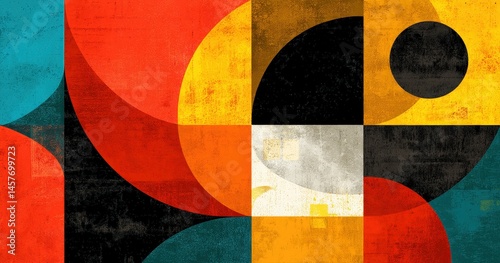 Colorful abstract geometric pattern with bold shapes.