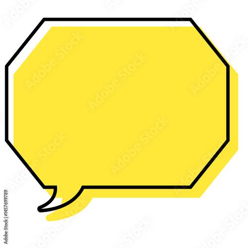 シンプルな線がずれた吹き出し　角のある八角形