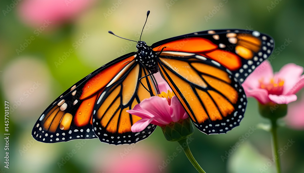 Fototapeta premium Butterfly on a Pink Flower