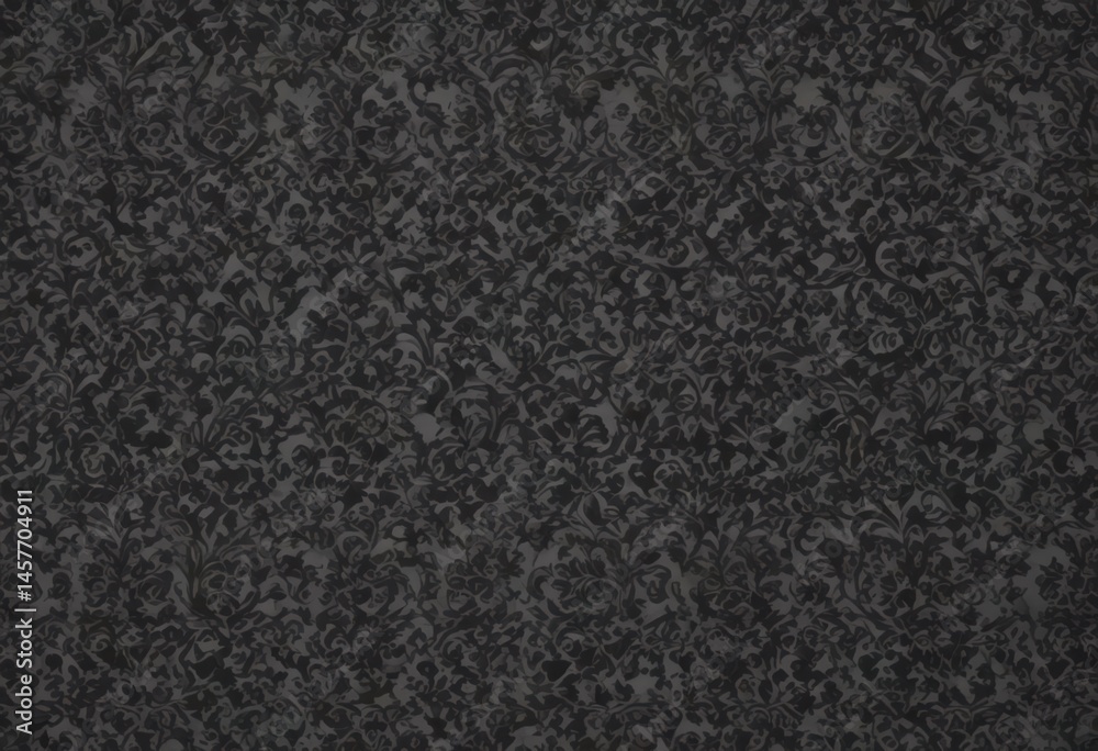 Fototapeta premium Intricate black damask pattern, muted grey background , dark gray, shadow