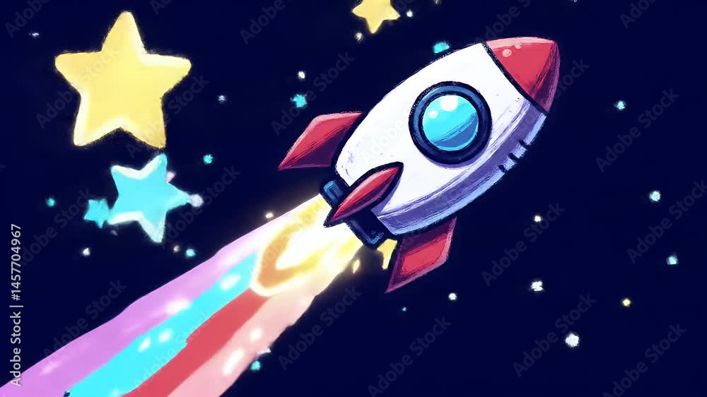 Rocket Launching Through Starry Sky Animated Space Adventure Rocket Launching Through Starry Sky Animated Space Adventure
