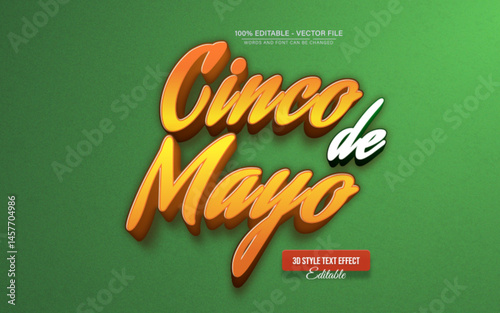 Cinco de mayo orange text effect editable
