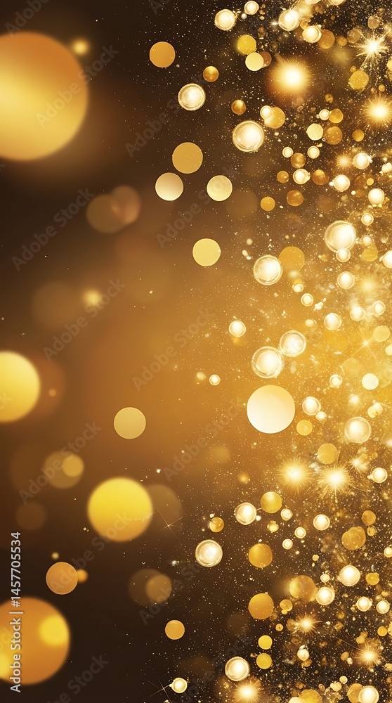 Abstract festive background with glowing golden bokeh lights on a dark backdrop, creating a shimmering and sparkling effect suitable for celebration, holiday, or party themes
Abstract festive background with glowing golden bokeh lights on a dark backdrop, creating a shimmering and sparkling effect suitable for celebration, holiday, or party themes