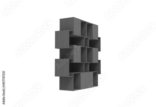 book shelf angle view without shadow 3d render