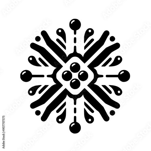 Geometric Snowflake Design: Black & White, Minimalist, Decorative Element