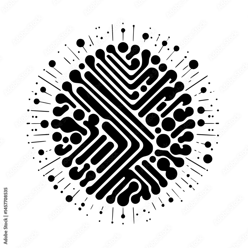 Fototapeta premium Abstract Circuit Board Design, Monochrome Digital Art