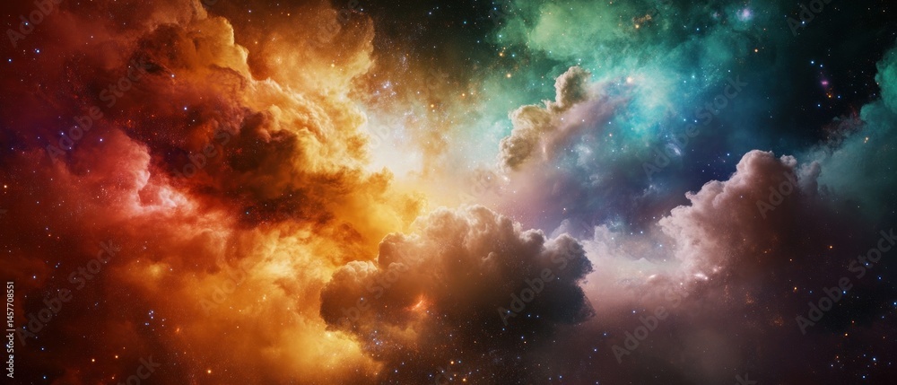 Fototapeta premium Colorful nebula cloudscape with stars