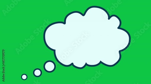 Cartoon Speech Bubble Animation on Green Screen - White Thought Clouds and Chat Balloons Moving on Chroma Key Background - Fun Communication Design Element for Messages, Text, and Dialogue Effects