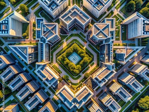 Geometric Aerial View: Contemporary Building Design Background