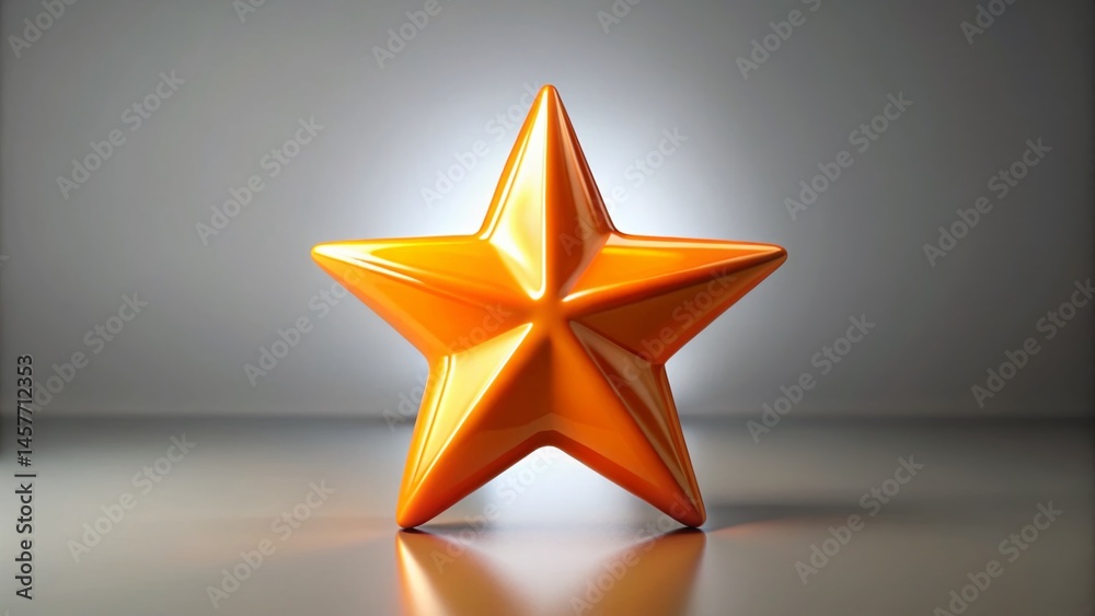 Glossy Orange Star 3D Render - Festive Decoration, Abstract Background Glossy Orange Star 3D Render - Festive Decoration, Abstract Background
