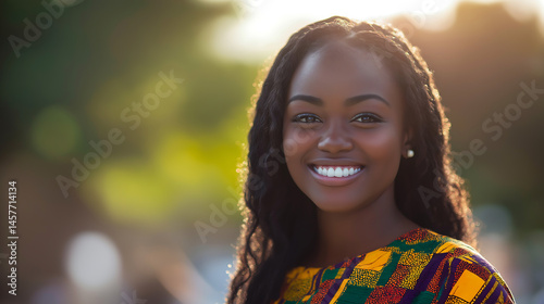 african american woman in traditional clothing, background for juneteenth concept
