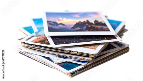 Stack of polaroid photos with different dreamlike scenes