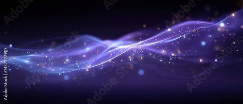 Obraz na płótnie Abstract flowing waves with sparkling lights in a dark background. w salonie
