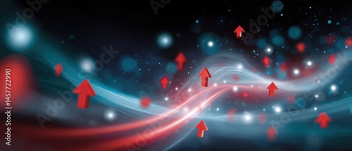 Dynamic abstract design with arrows and glowing effects.