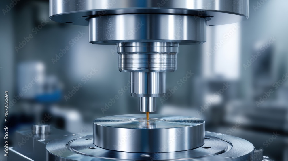 High-tech machinery in a precision manufacturing process.