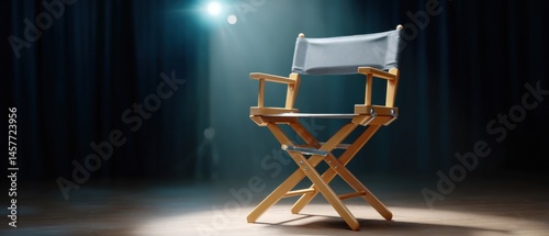 Obraz na płótnie Empty director's chair under spotlight on stage. w salonie