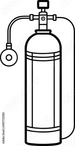 oxygen cylinder outline vector illustration on white background