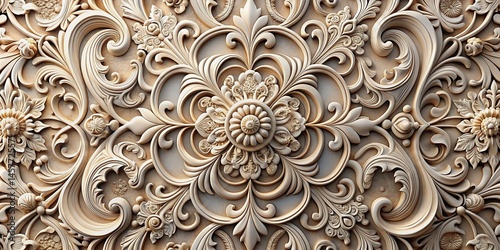 Intricate 3D Sculpted Wall Pattern Background - High Resolution Stock Photo