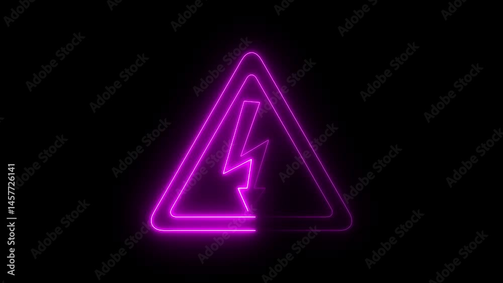 Glowing neon line triangle animation. Abstract neon arrow business graph chart icon animation background.