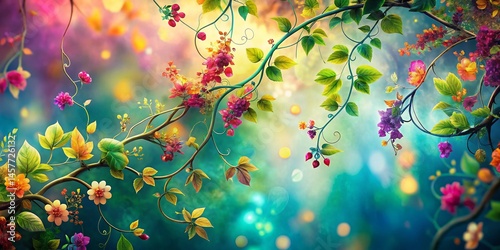 Intricate Floral Vine Double Exposure Botanical Design Concept