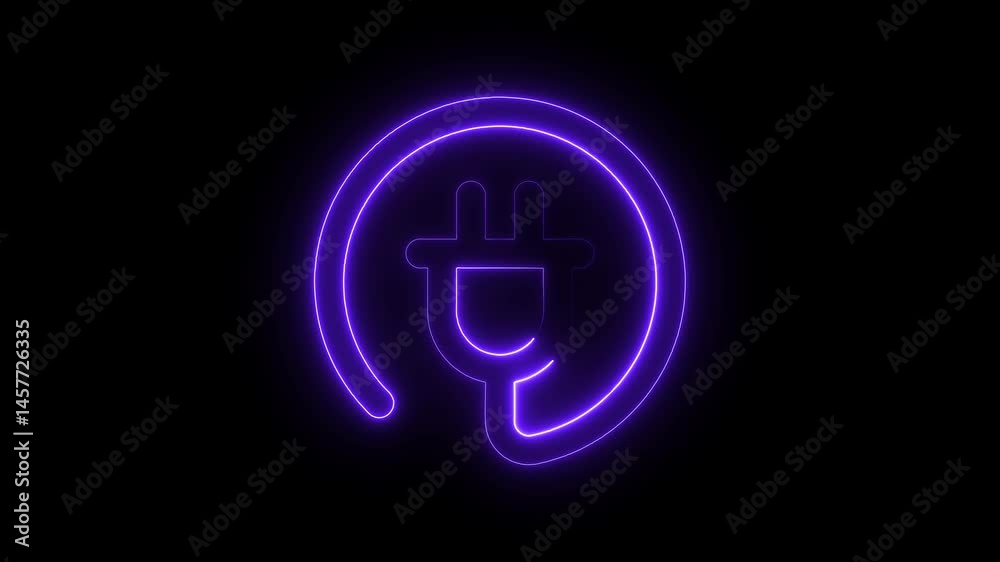 Glowing neon wire connection icon isolated on black background. 4k animation Glowing neon wire connection icon isolated on black background. 4k animation